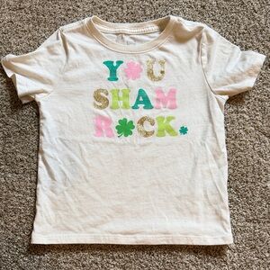 wonder nation White Kids Shamrock Graphic Tee with Pink, Green & Gold Accents
